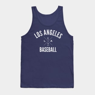 Los Angeles Baseball Distressed Hipster Logo (White) Tank Top